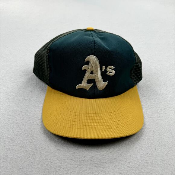 Vintage Oakland Athletics A's Hat One Size Adjustable Green Yellow Mesh Baseball - Picture 1 of 9